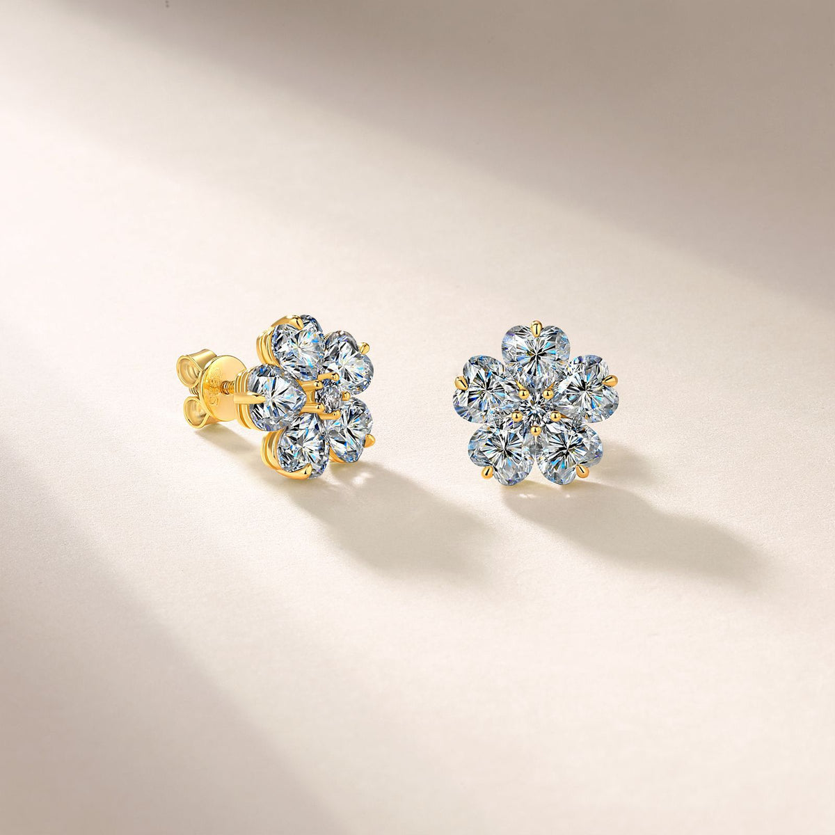 S925 Sterling Silver Flower Stud Earrings