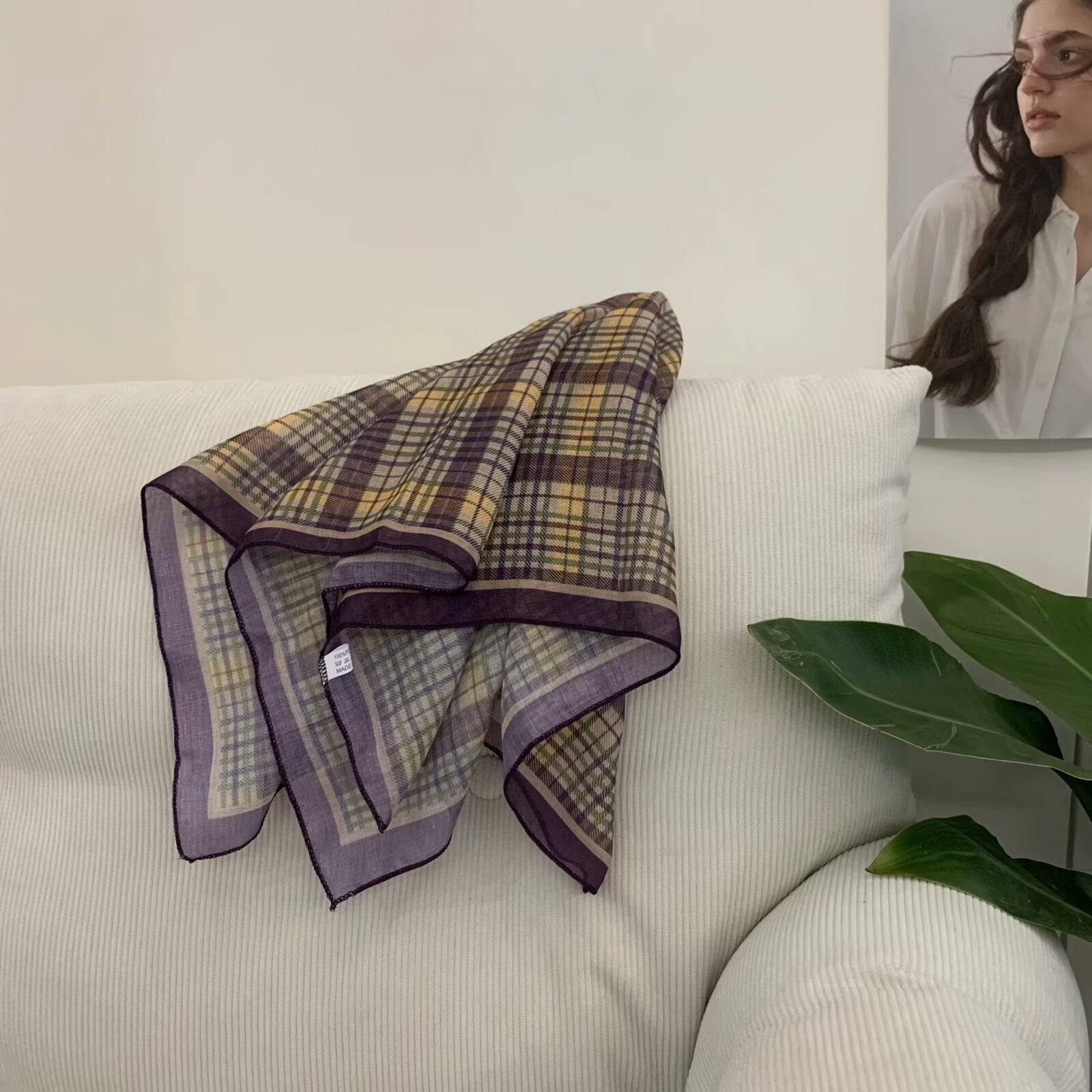 Écharpe carrée en coton et en coton de style coréen pour femmes