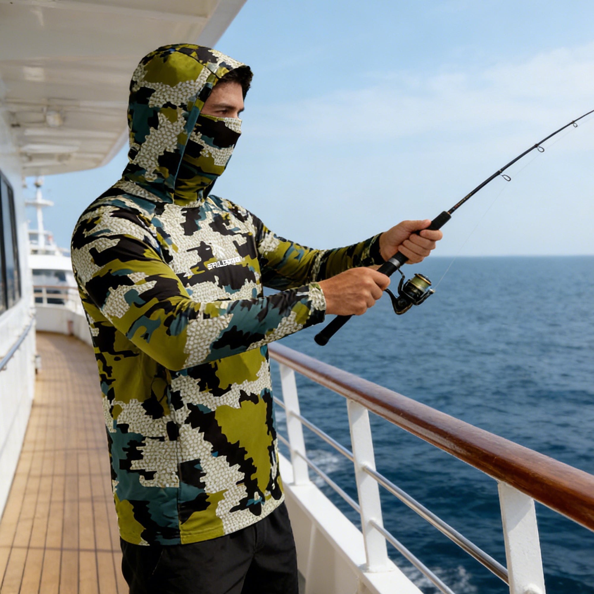 Pêche Hoodie voile chemise Surf couverture visage cou été hommes longue manches chasse Jersey