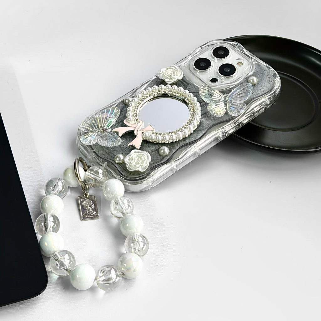 Epoxy Mirror Flower Butterfly Phone Case Trois dimensions Tout compris