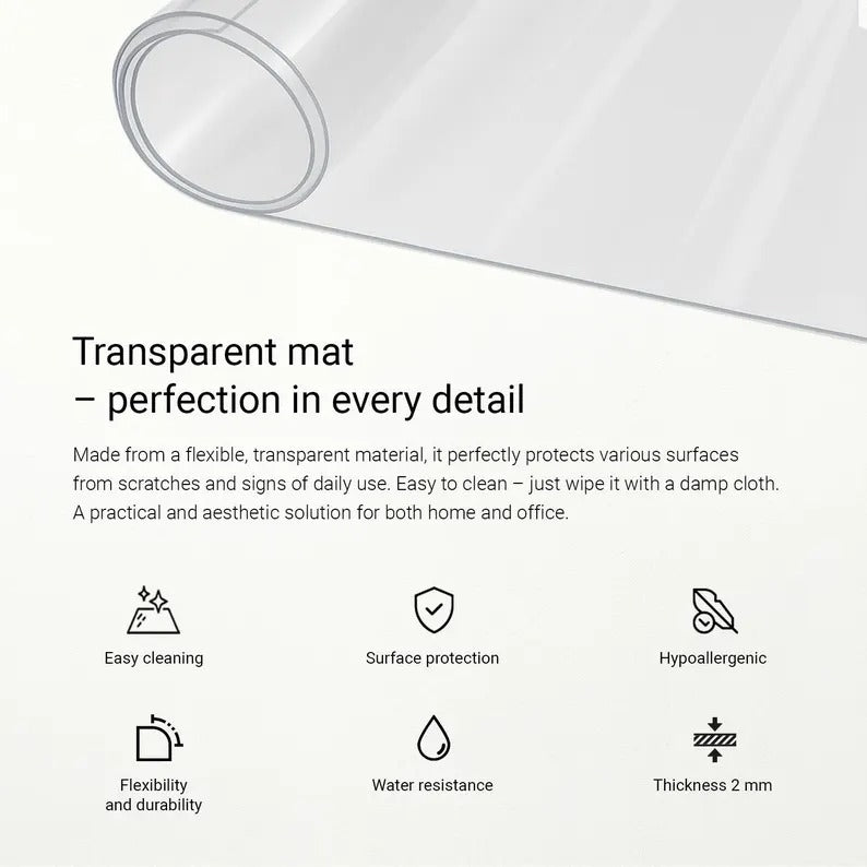 Couverture de table en PVC transparent Protecteur de bureau tapis imperméable Couverture de table pour chambre Dr