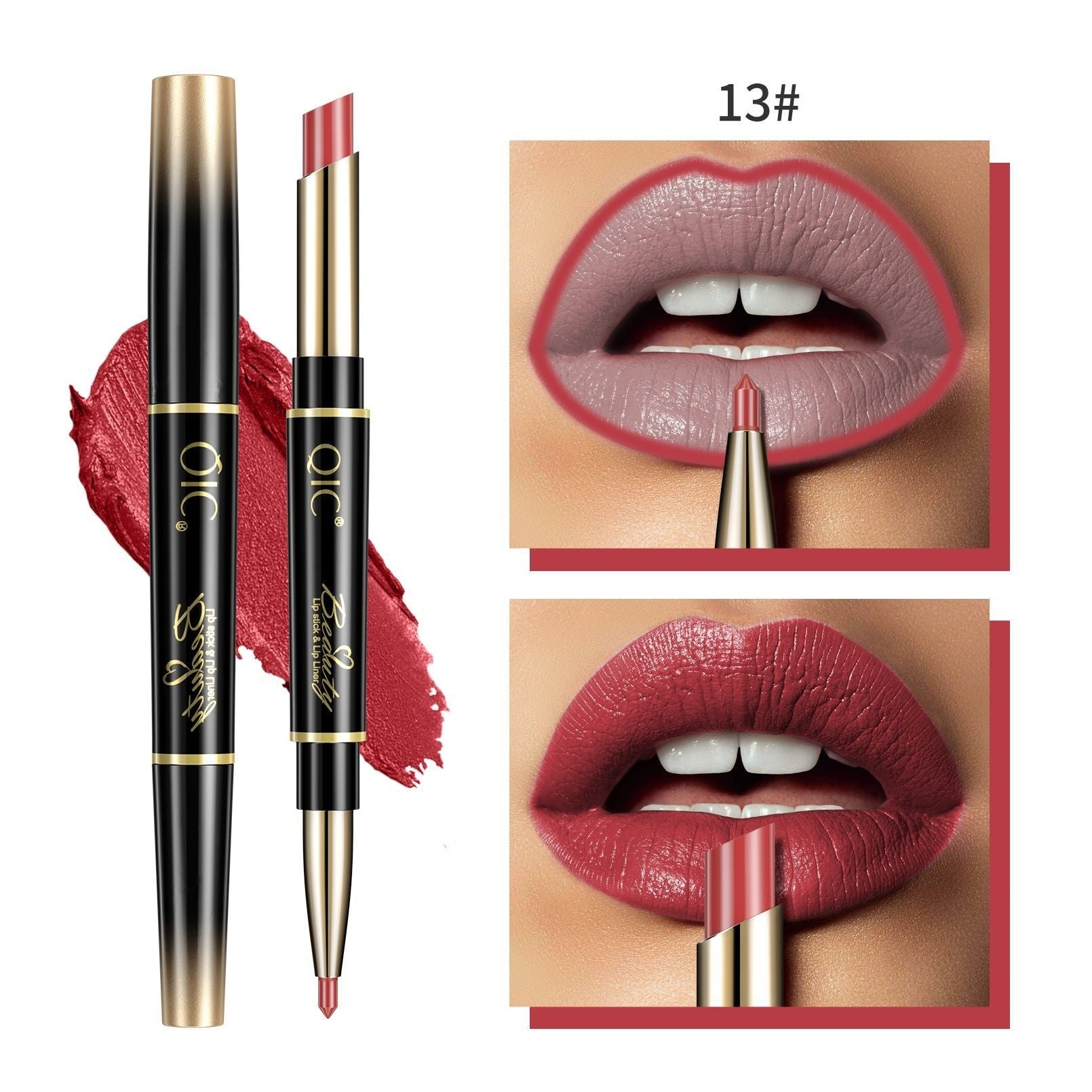 2-en-1 Stylo rouge à lèvres imperméable à l'eau