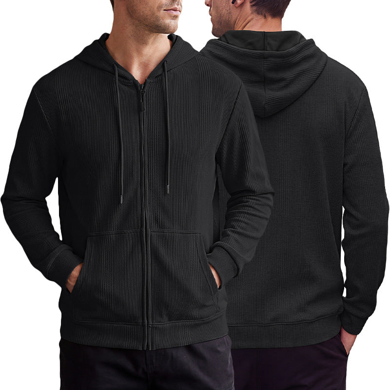Veste de cardigan à capuche à capuche Jacquard style homme