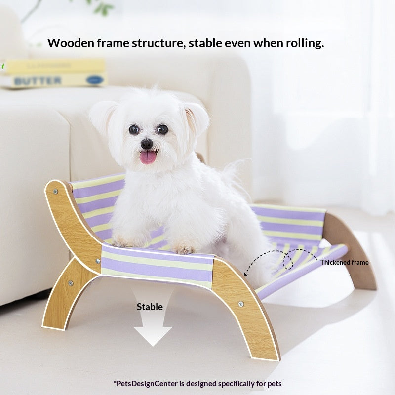 Striped Lounge Solid Wood Dog Bed