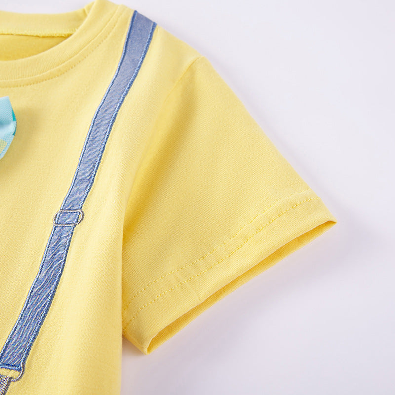 T-shirt en coton brodé mignon à manches courtes pour enfants