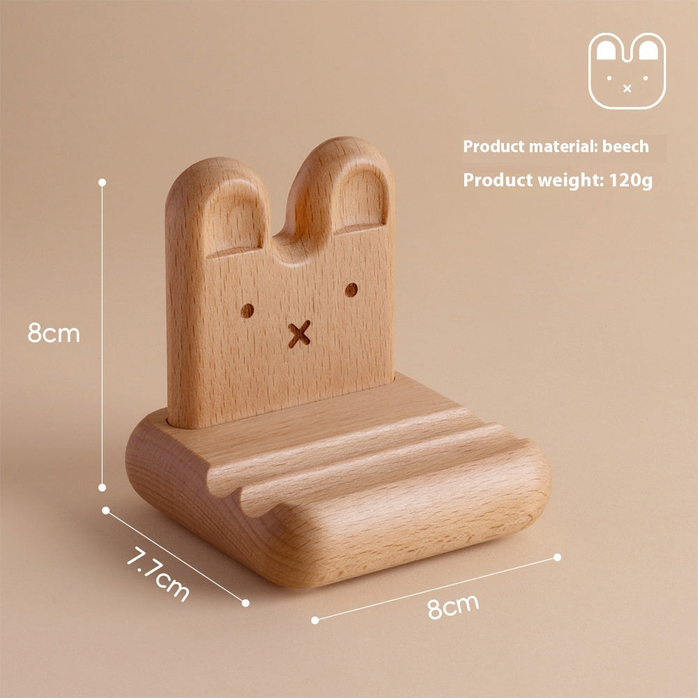 Creative Bunny Tatami Wooden Mobile Phone Holder