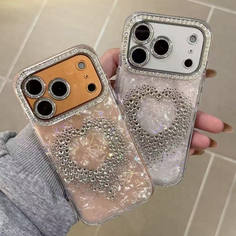 Cas de téléphone cardiaque à pointe de strass