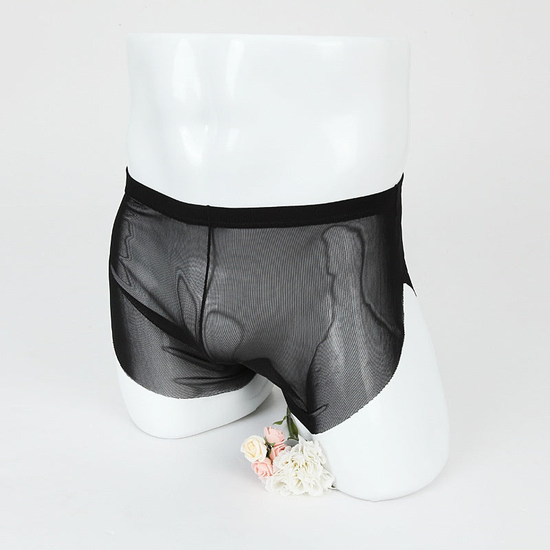 Boxer homme slips Sexy mince Mesh pantalons de sport