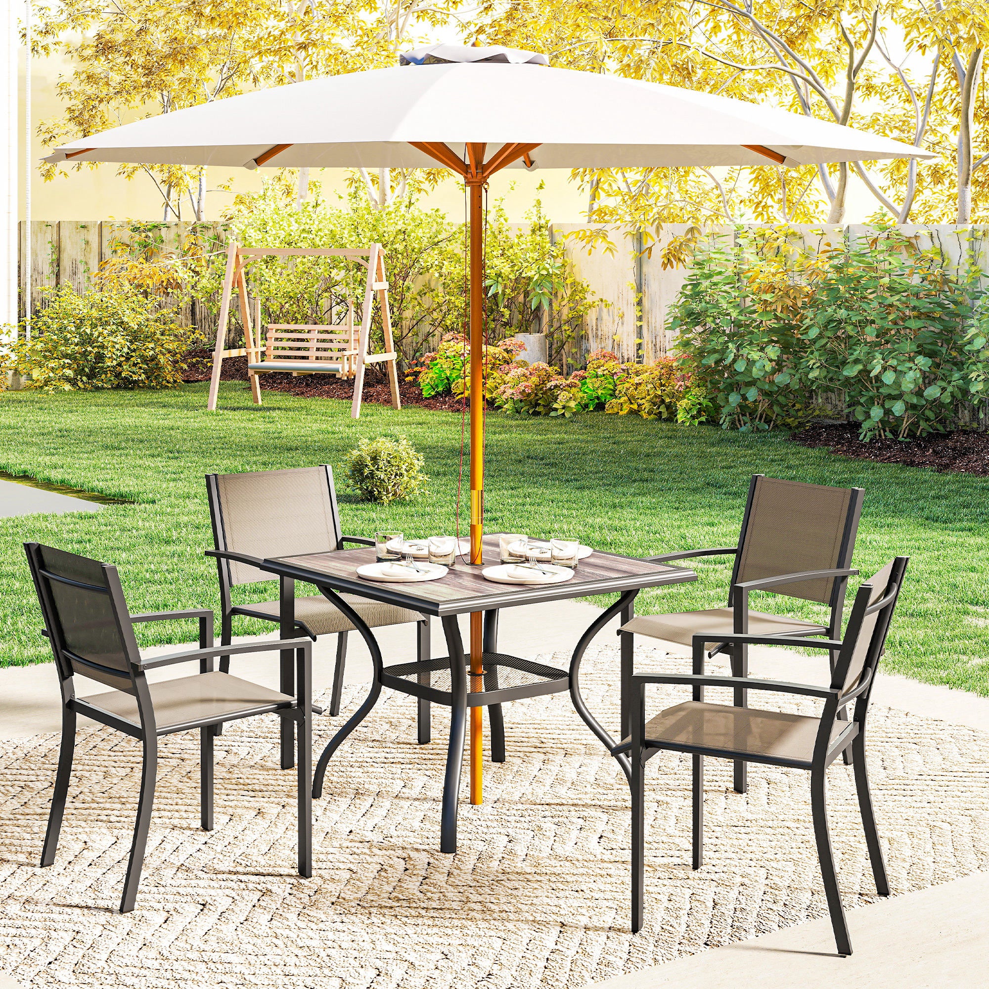 Table à manger extérieure carrée de 37" pour 4 personnes