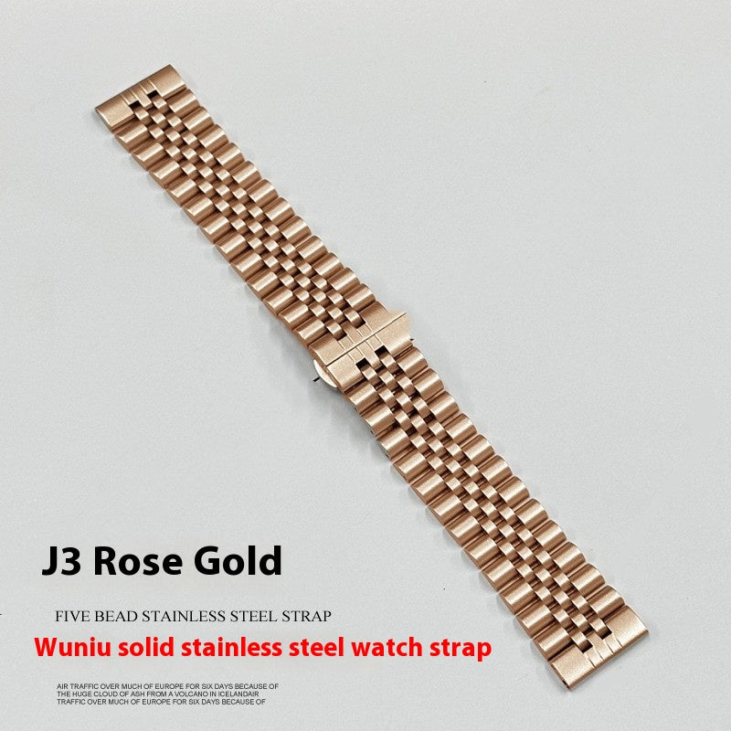 Bracelet en acier inoxydable massif à cinq perles