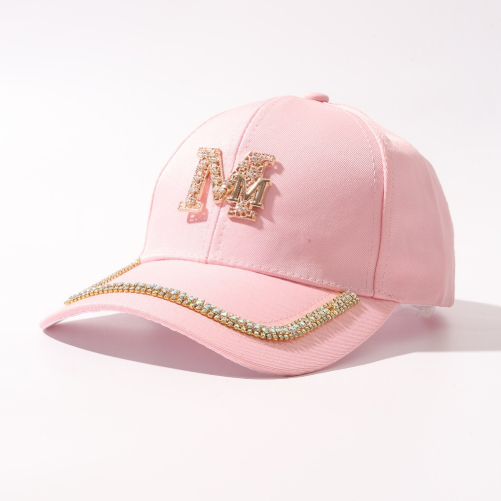 Casquette sport haut de gamme et luxueuse pour femmes avec double lettre M décorative et Rhineston 3D