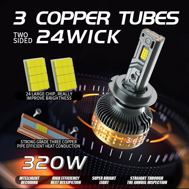 320W High Power 3 Copper Tube voiture phare LED H7 H1 H4 rétro-éclairage LED avant