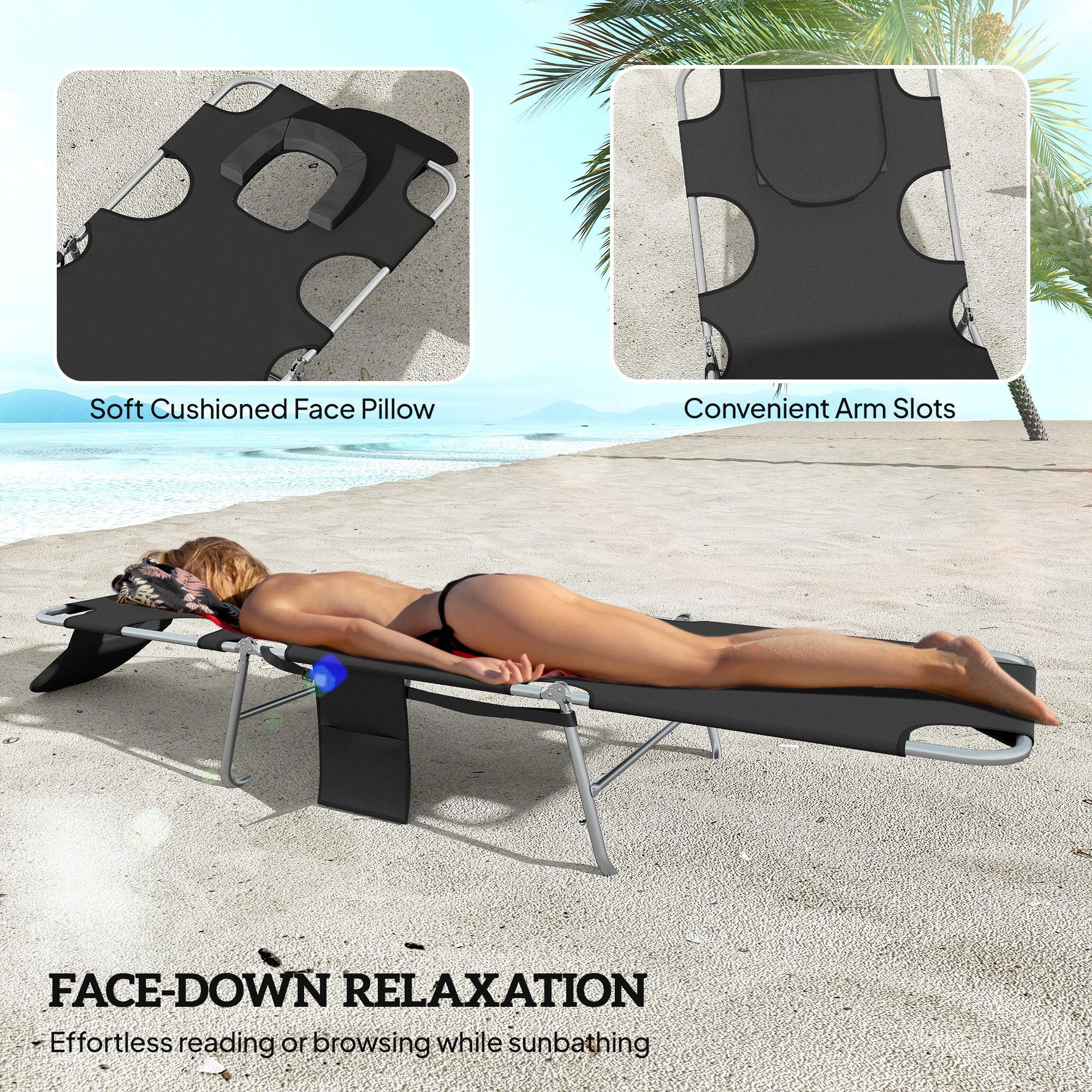 2 chaises de tannage avec trou de taille