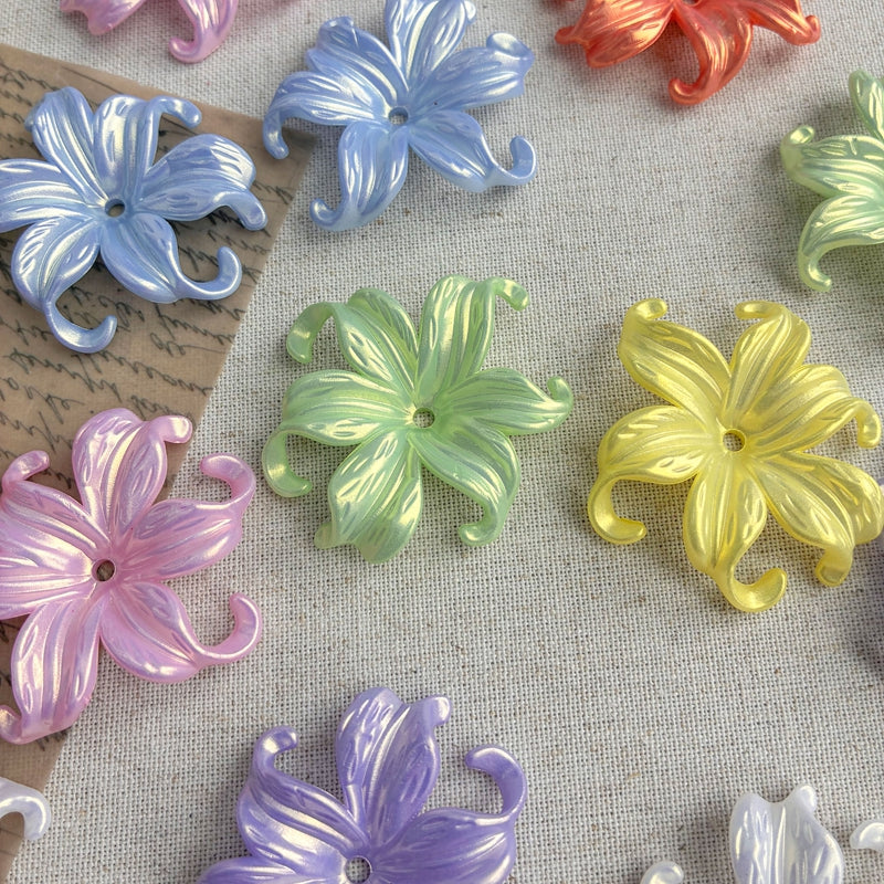 Gold Glitter Iridescent Iris Flower Charms