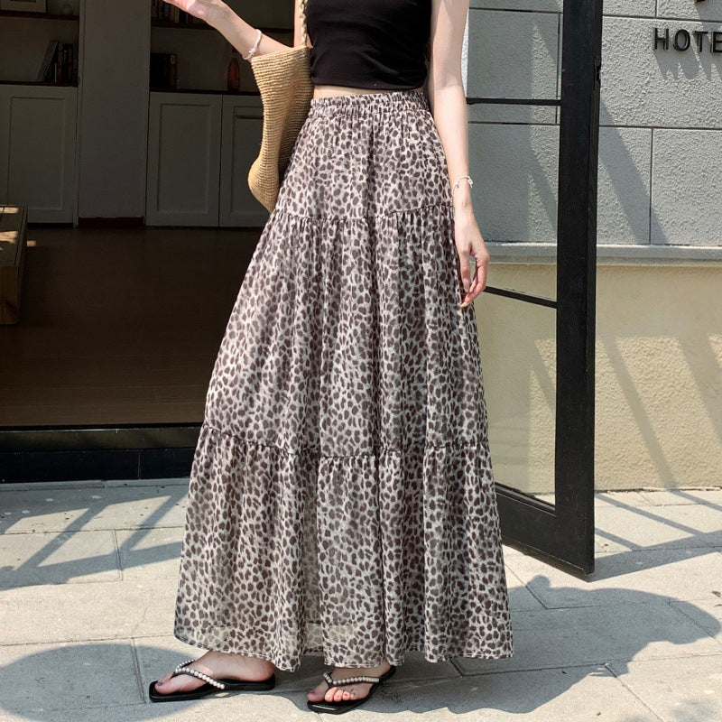 Robe Midi Léopard imprimé vintage pour femmes