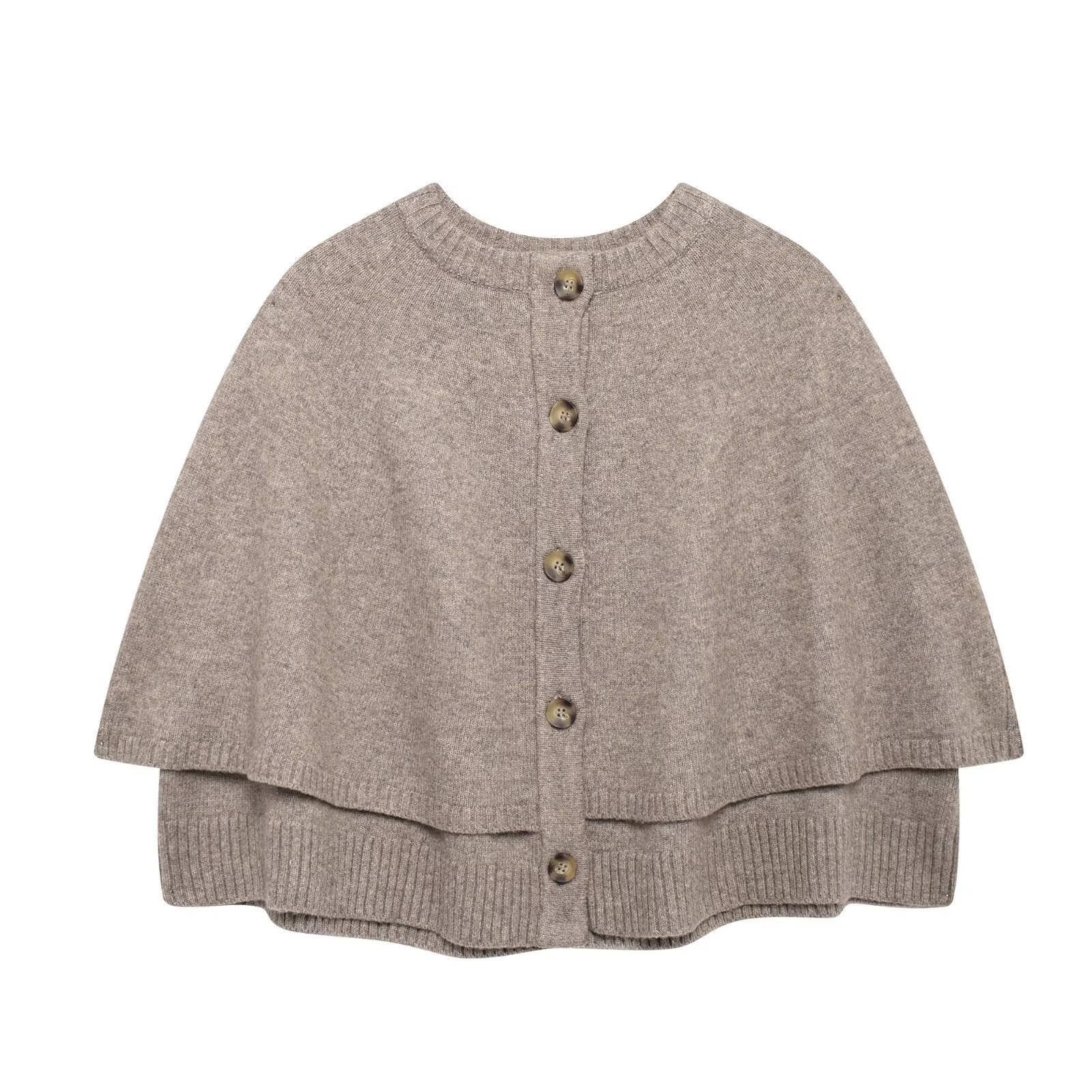Femme Mode Versatile Cape-style Col rond Châle tricoté Veste courte
