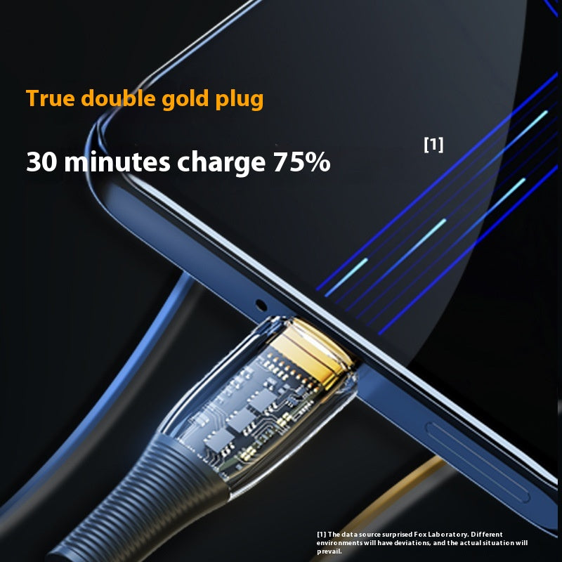 2M Transparent Gold-Plated 120W Ultra-Fast Charging Data Cable