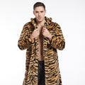 Manteau de fourrure de faux hommes modèle de tigre coupe longue