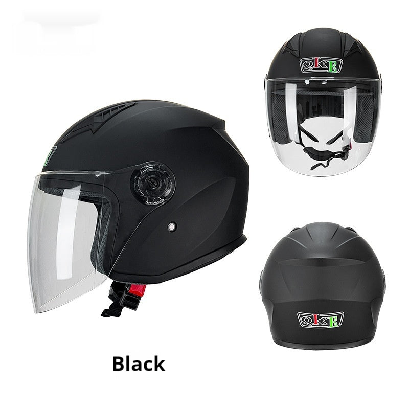 Casque de trois quarts de moto électrique quatre saisons casque d'équitation universel