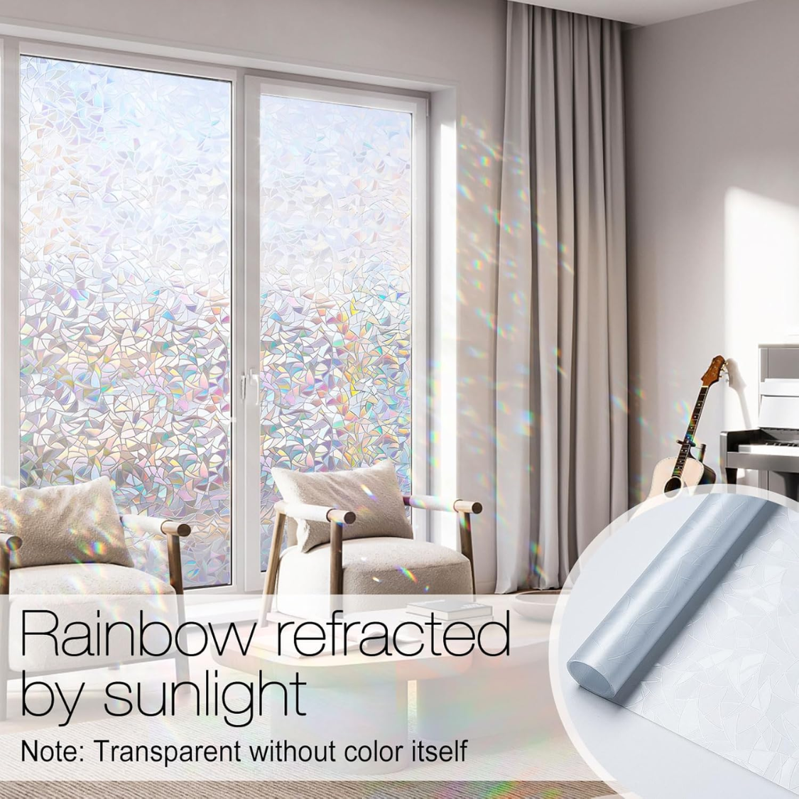 Fenêtre Vie privée Film Rainbow Film Sticker décoratif Fenêtre 3D Static Stained Glass Cling T