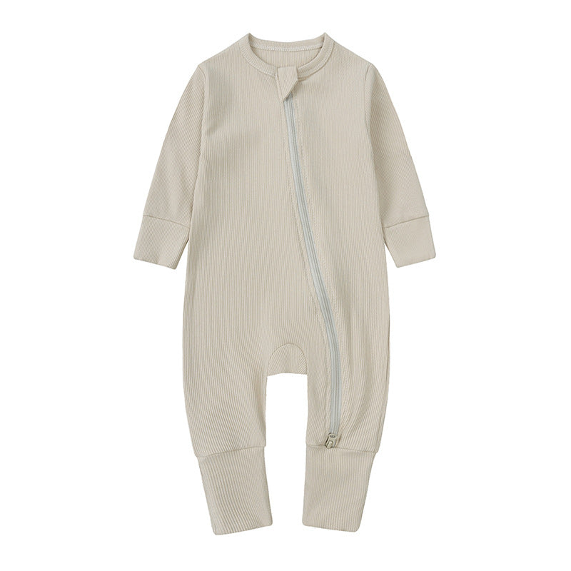 Solid Color Ribbed Fabric Romper for Newborns