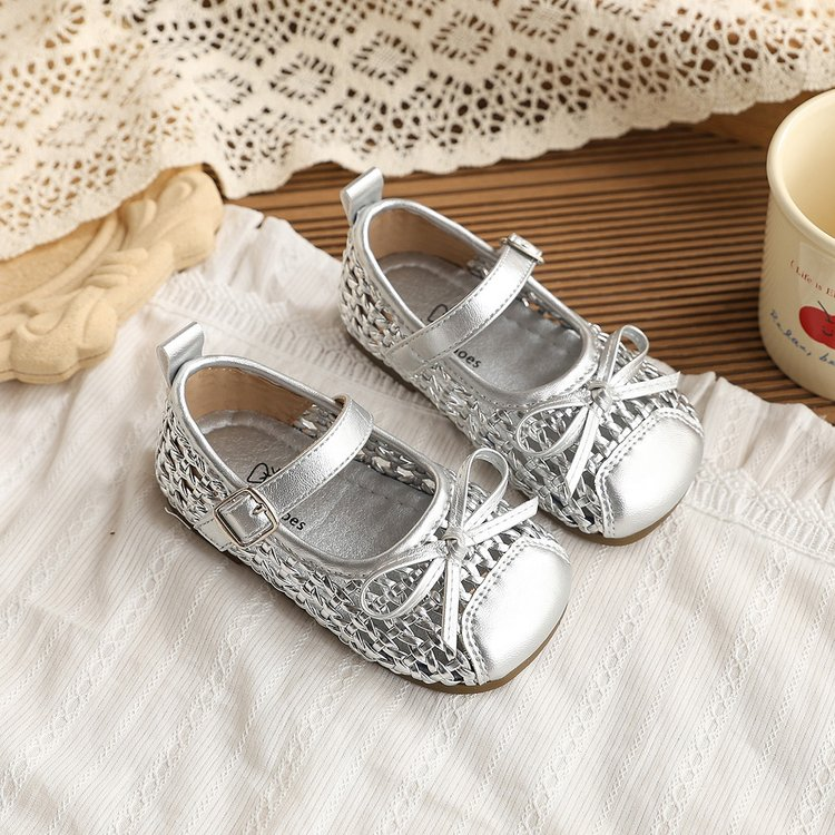 INS Style Enfants tissé Sandales Été Coréenne filles Bow Princesse Chaussures