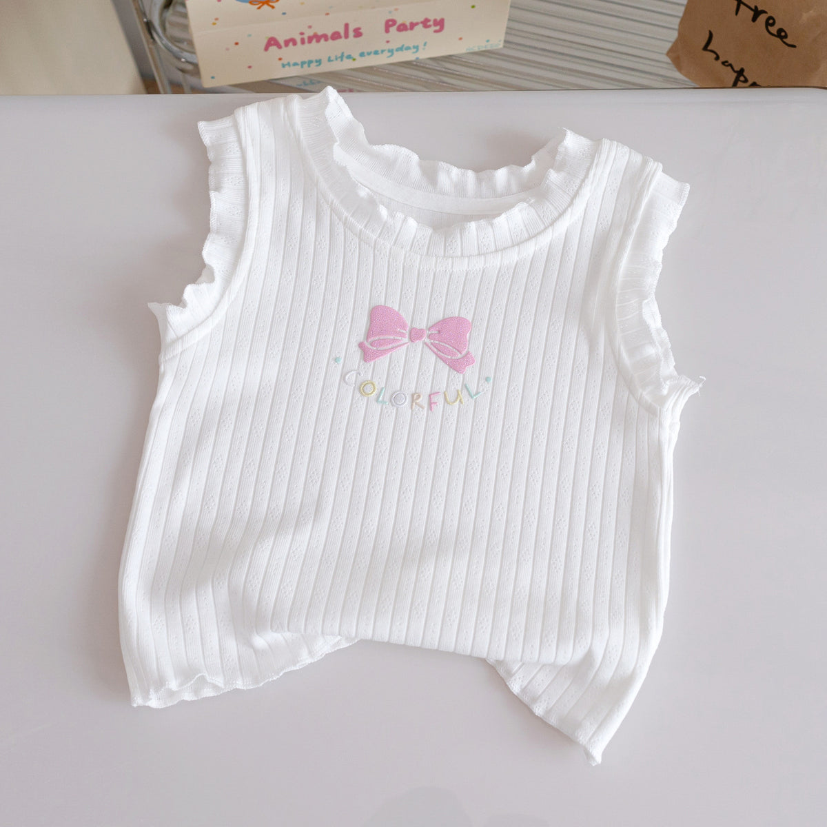 T-shirt pour vêtements de dessus sans manches de couleur Candy
