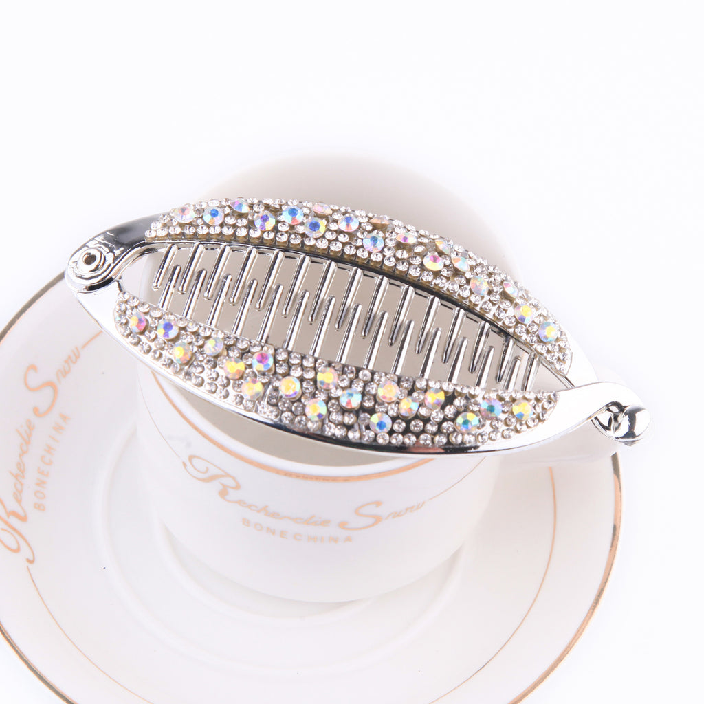 Diamant populaire Strass Electroplating Fish Banana Clip cheveux en forme de poisson