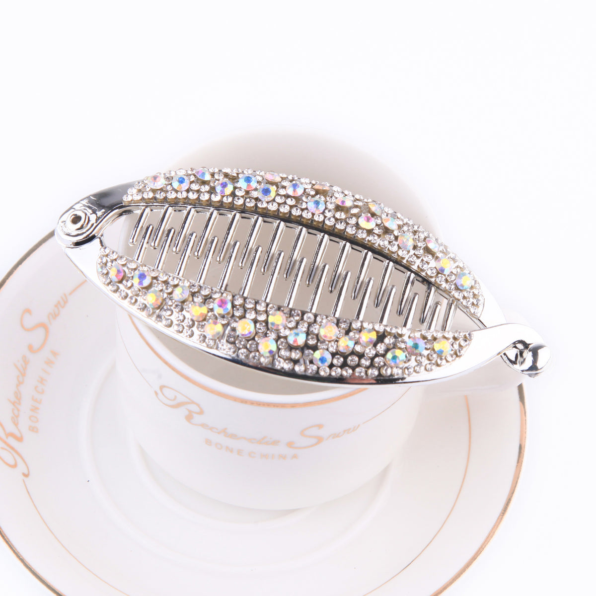 Diamant populaire Strass Electroplating Fish Banana Clip cheveux en forme de poisson