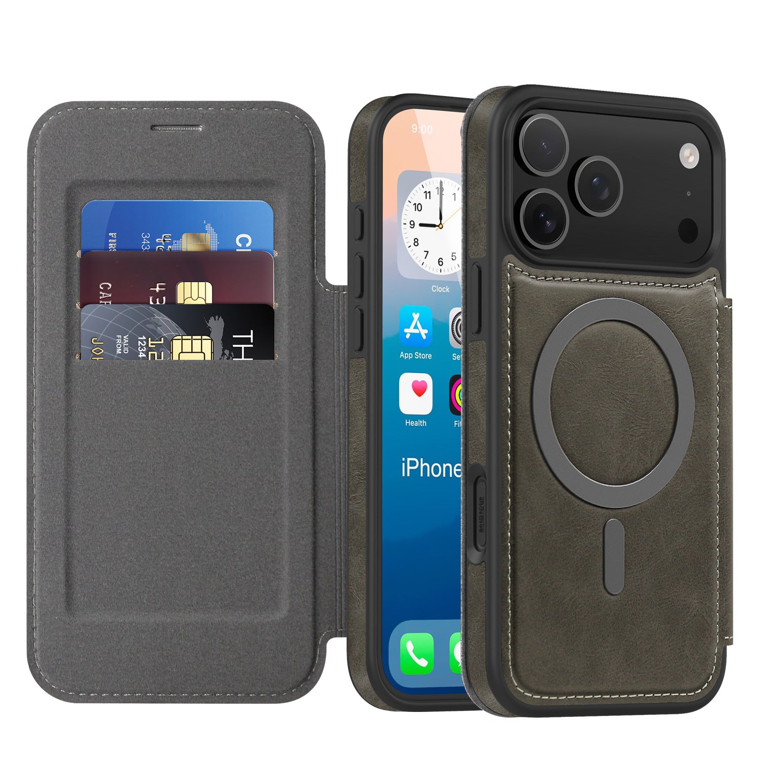 Solide-couleur, Minimaliste, Étui de téléphone en cuir magnétique polyvalent