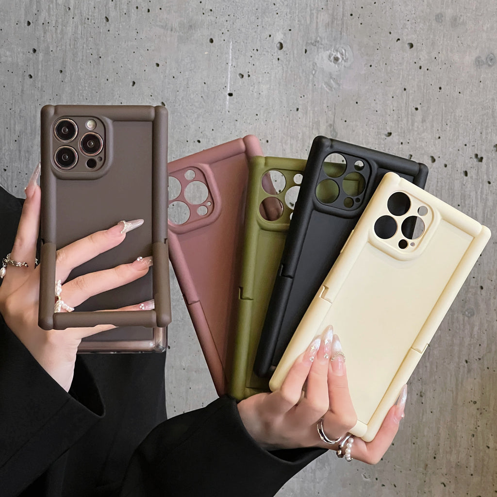 Skin Feeling Solid Color Phone Case Colonne romaine 14Pro Bracket Invisible tridimensionnel