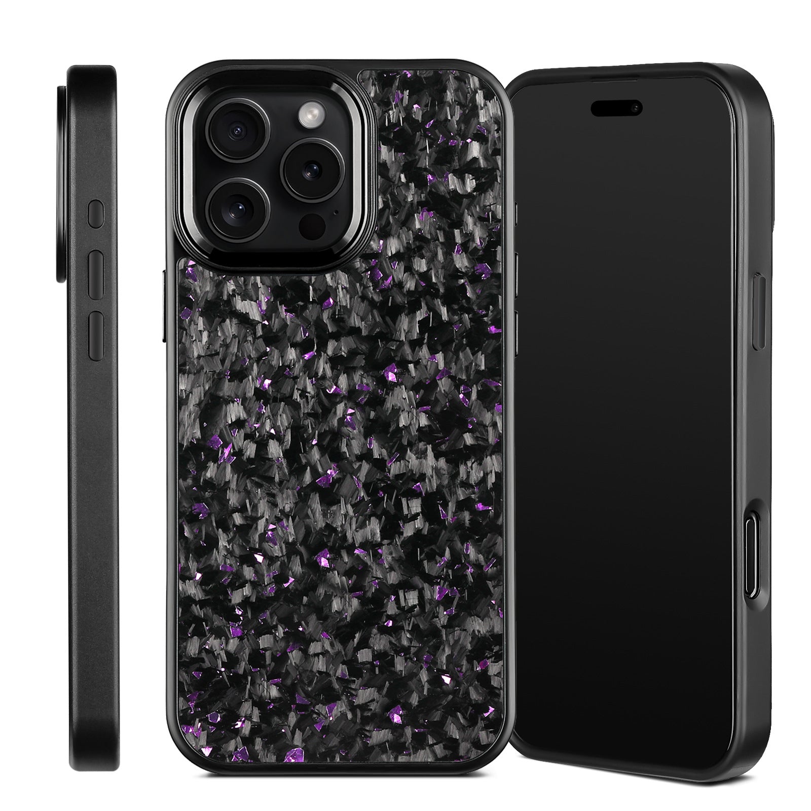 Boîtier de téléphone en métal noir forgé fibre de carbone