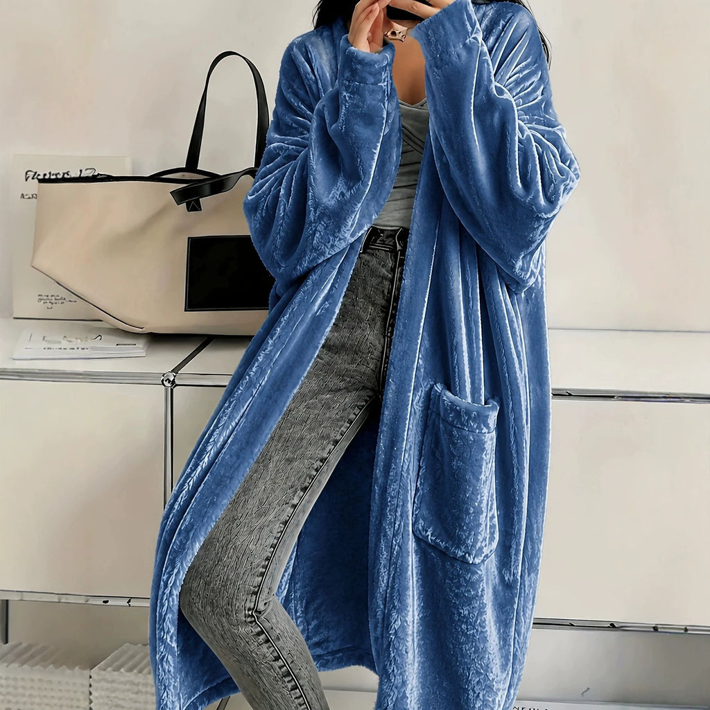 Annou Arrivée Automne & Hiver Velvet Femme Manches longues Mode Casual Cape Coat