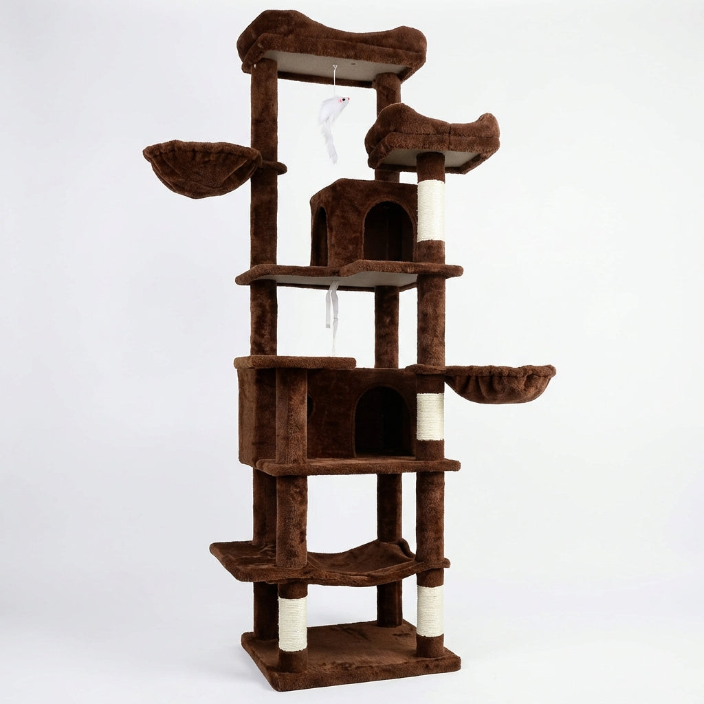 68in Grand arbre de chat vert multi-niveaux avec hamacs