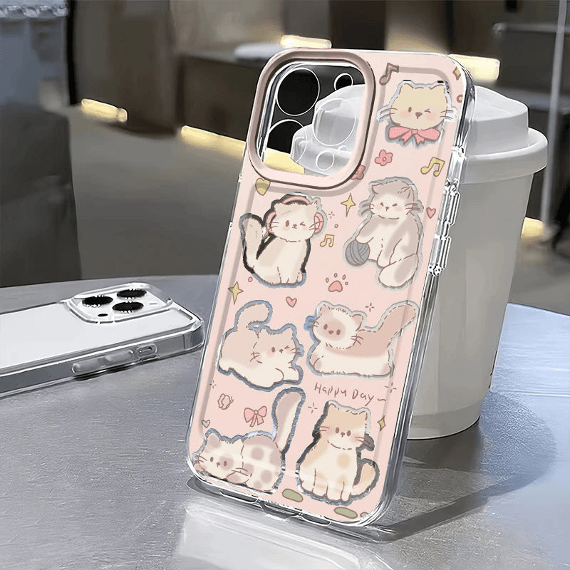 Multiples chats mignons convenant pour le cas de téléphone Creative Full Cover Soft Shell