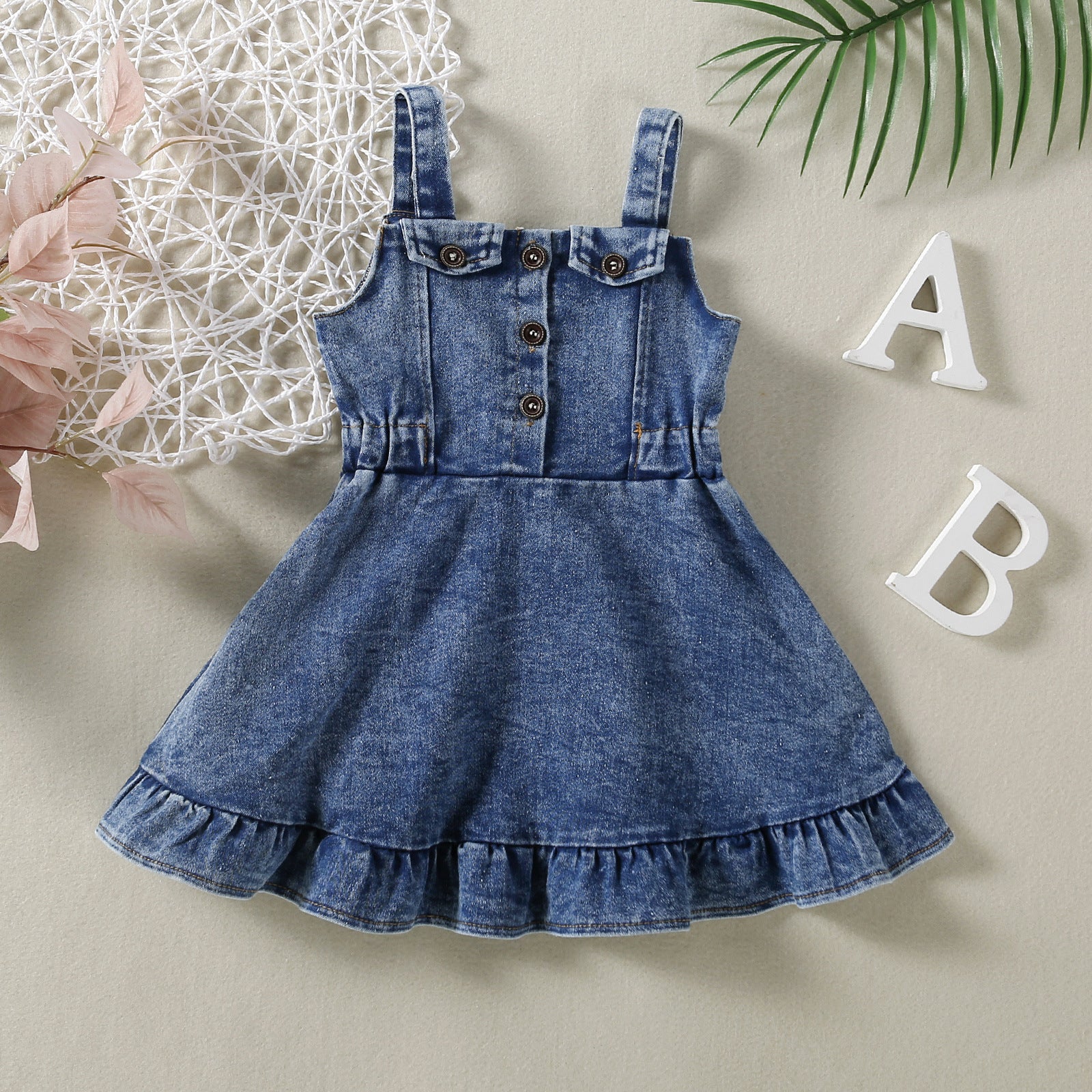 Bébé bébé fille Vêtements pour enfants Strap Robe de denim