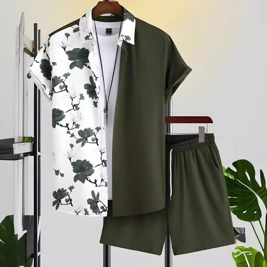 Ensemble de chemises pour hommes noir et blanc à rayures hawaïennes