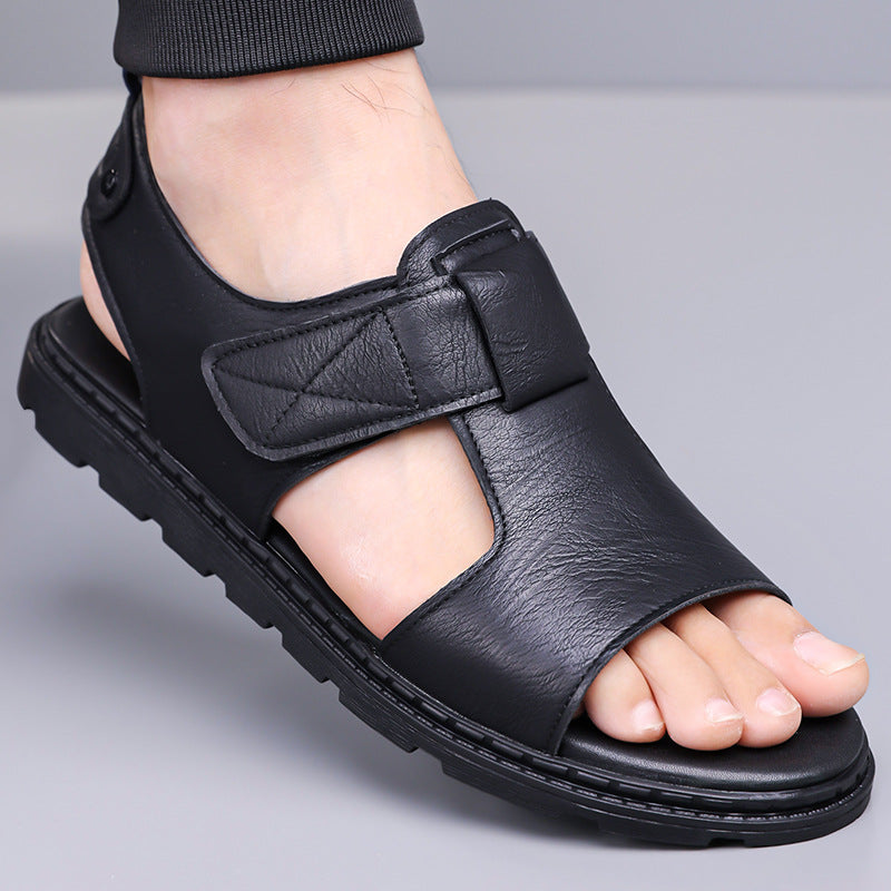 Sandales en cuir respirant casual homme avec des semelles douces