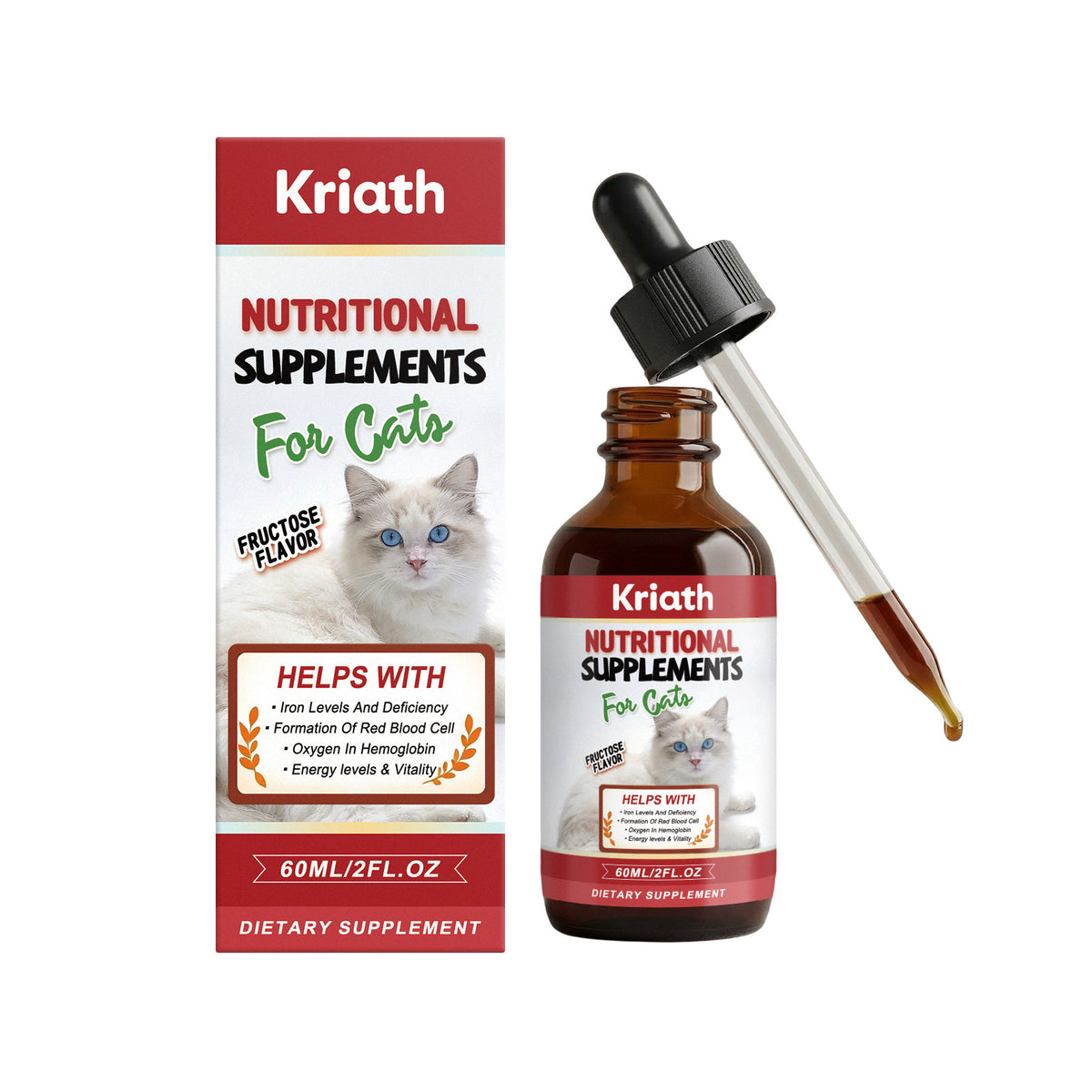 Kriath Cat supplément nutritionnel baisse un supplément quotidien pour les chats pour fournir une variété O