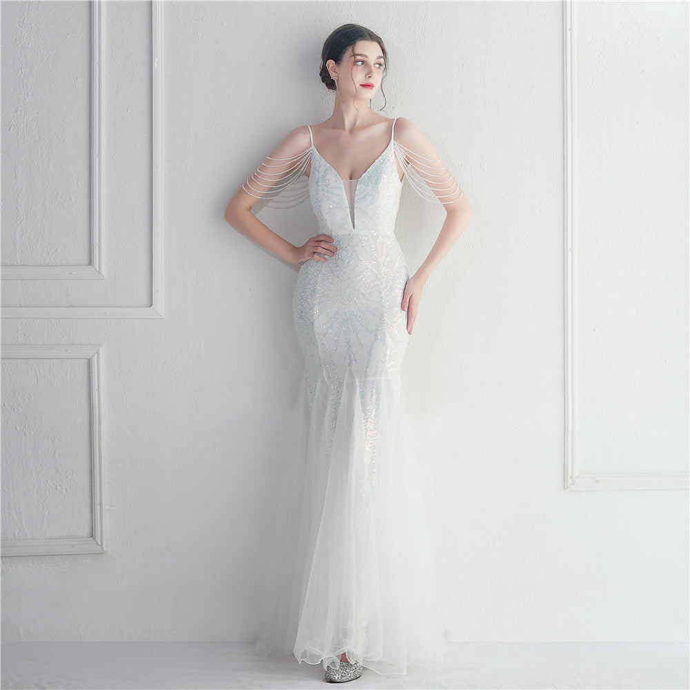 Mesh Perade mariage mariage mariage long camisole soirée Gown
