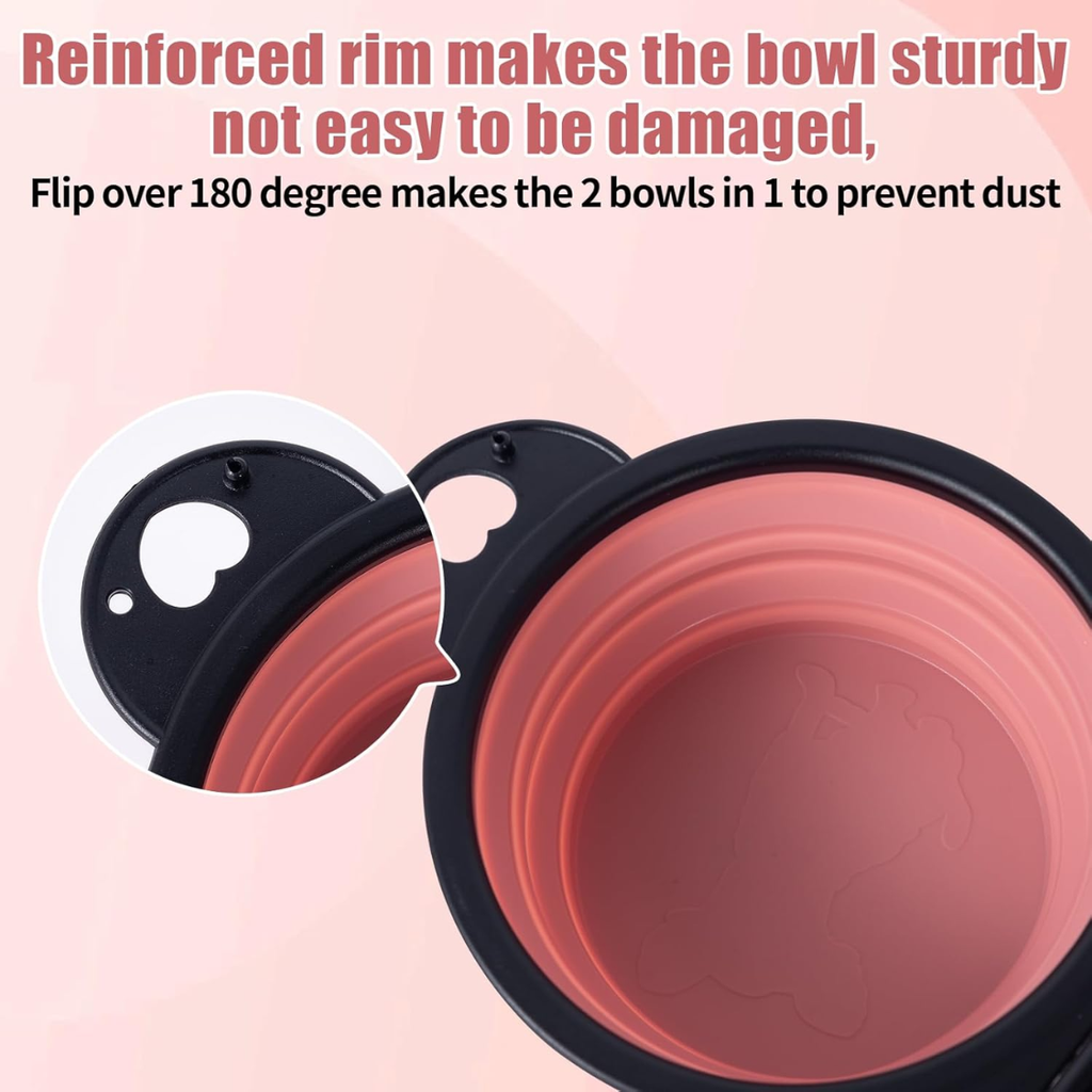 Travel dog bowl, collapsible double bowl for water and food