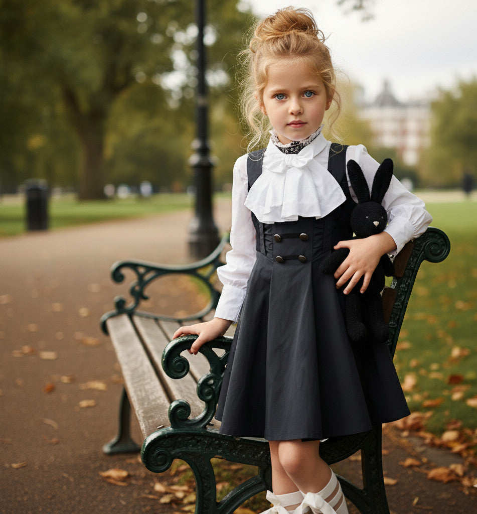 Filles Robe de fête noire Une ligne sans manches Enfants Robe de fleur de mariage fille 4-5Y