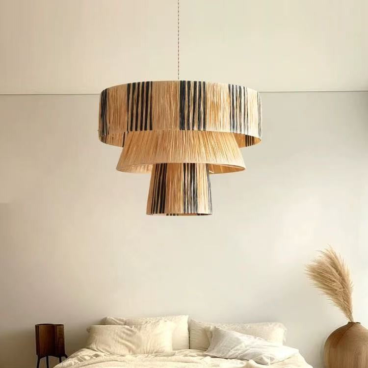 Rétro Salon et chambre créative Lampe pendentif tissé