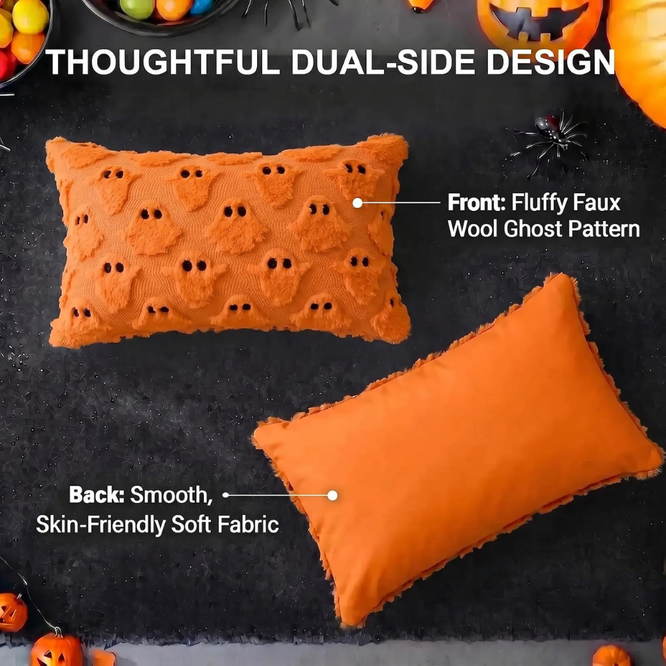 CJSAH98CWGYXHalloween Décorations Couvertures d'oreillers fantômes 12x20 Ensemble de 2 Orange