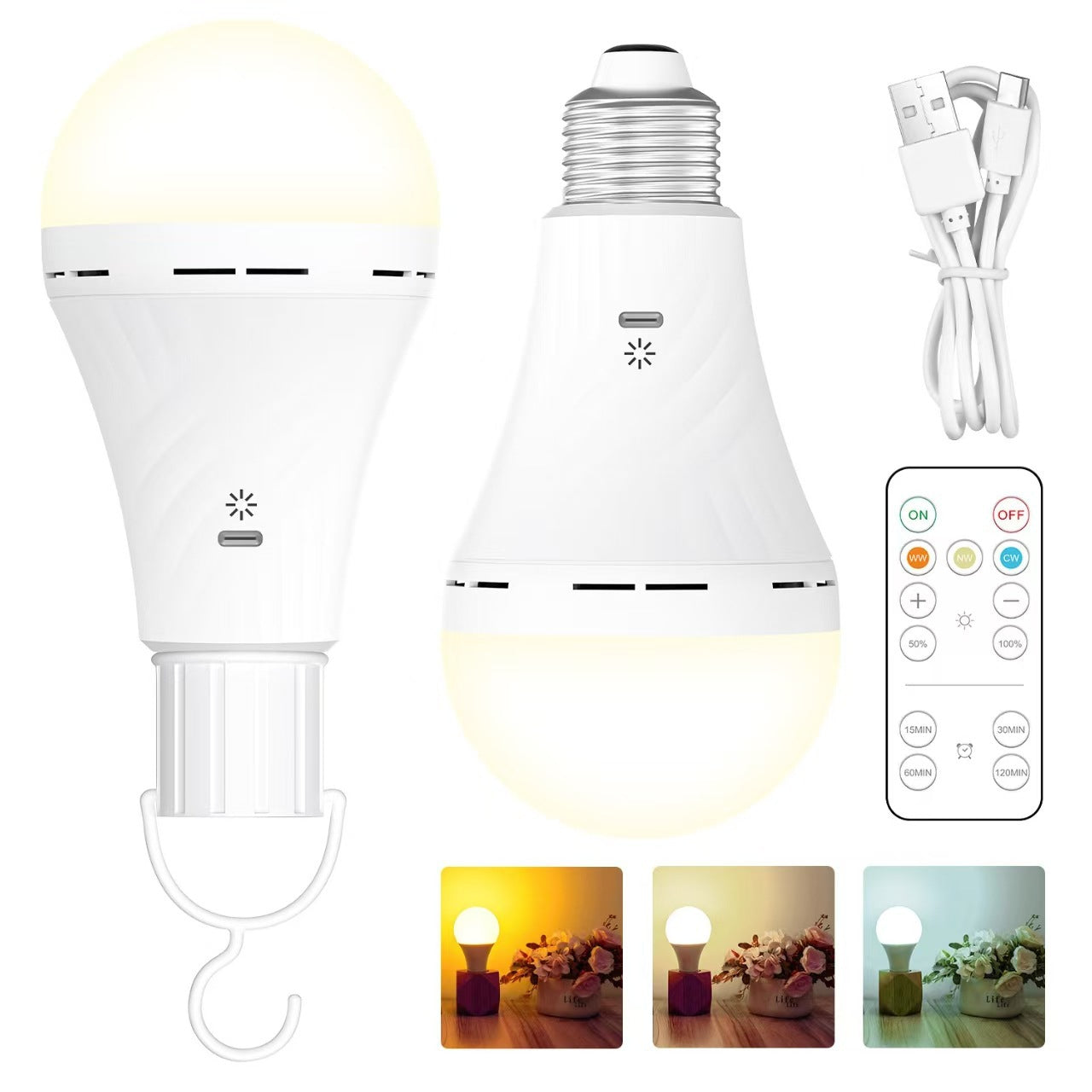 E27 Base vis Tri-color RGB minuterie contrôlée Ampoule dimmable