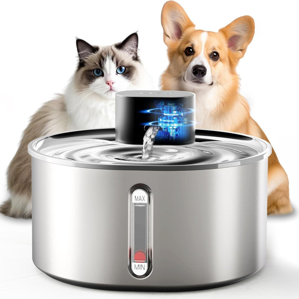 Fontaine d'eau pour animaux intelligents Distributeur d'eau pour chats sans fil Acier inoxydable