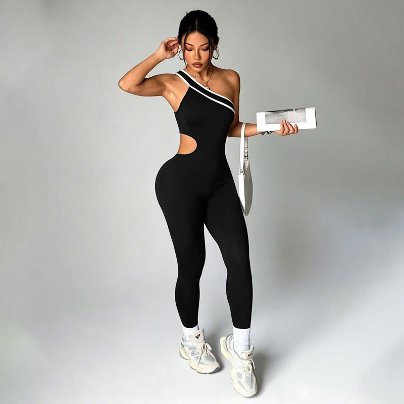 Pantalons de yoga sans épaule bloqués par la couleur