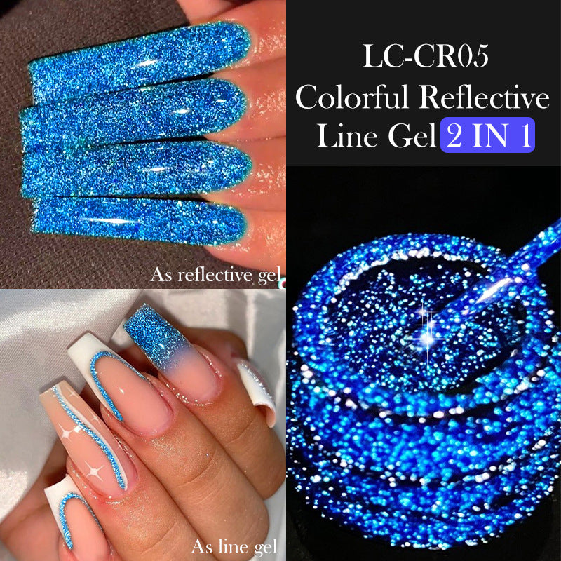 Gel d'ongle avec une finition brossée et des paillettes réfléchissantes