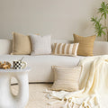 Linge de coton de style naturel Coussin de la taille légère et luxueuse en beige et jaune