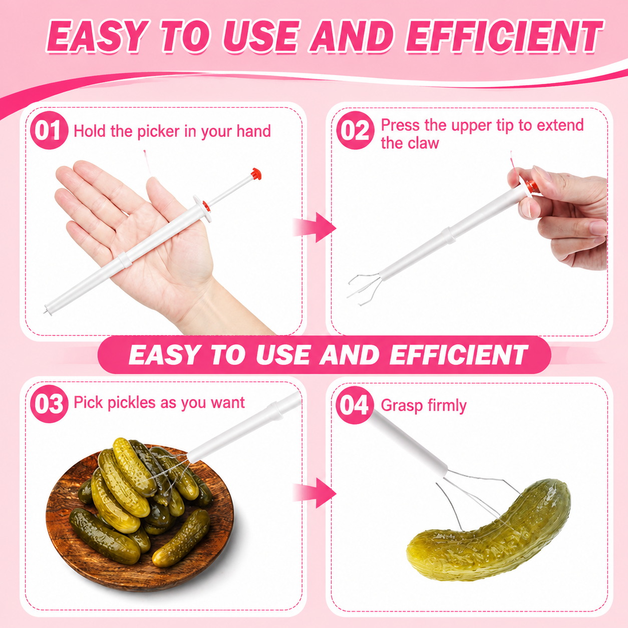 Pickle Pincher polyvalent en acier inoxydable Grabber pour les olives Cerises Cerises Multi-functio